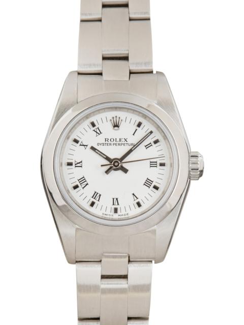 ROLEX Used Rolex Ladies Oyster Perpetual Ref 76080 White Dial