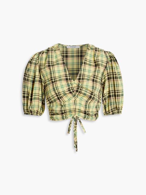 DEREK LAM 10 CROSBY Cropped checked cotton-blend poplin top
