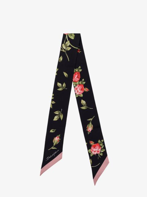 Dolce & Gabbana Dolce & Gabbana Women Silk Twill Bandeau With Bouquet Rose Print