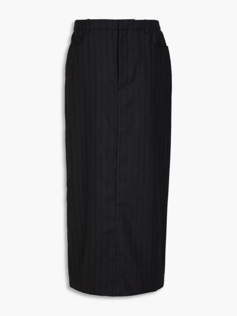 Loulou de Saison Striped wool-twill midi pencil skirt