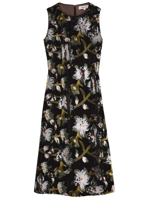 DIANE VON FURSTENBERG Diane Von Furstenberg Coral Sequin-embellished Velvet Midi Dress