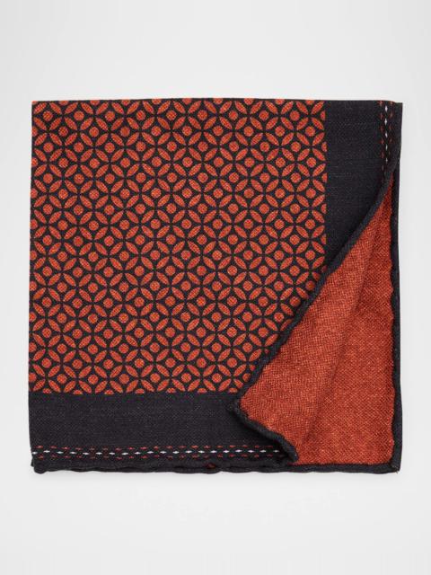 Brunello Cucinelli Men's Geometric-Print Silk Pocket Square