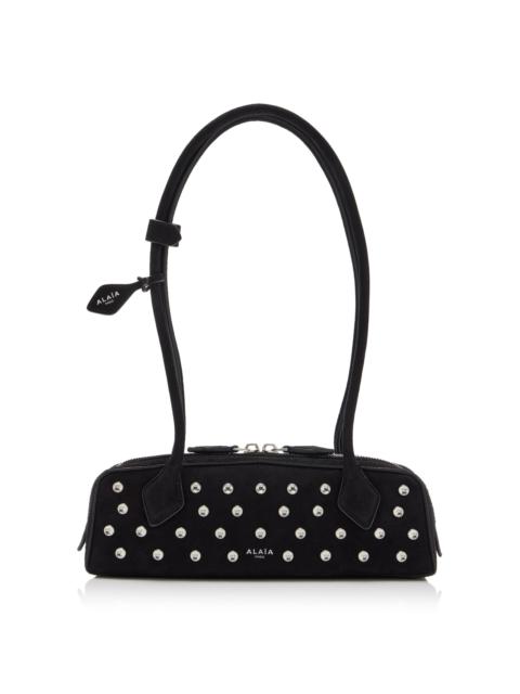 Alaïa Exclusive Le Teckel Small Studded Suede Shoulder Bag black