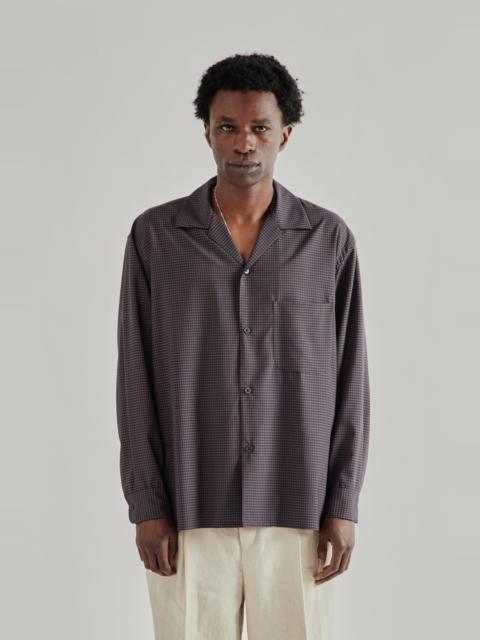 KAPTAIN SUNSHINE Summer Wool Open Collar Shirt - Brown Plaid