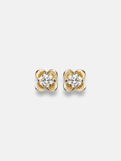 STONE AND STRAND Clover Mini 14kt gold earrings with diamonds