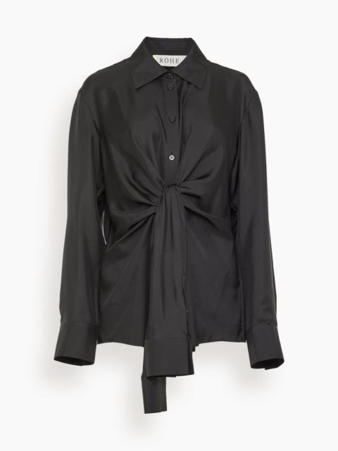 RÓHE Silk Knotted Shirt in Black