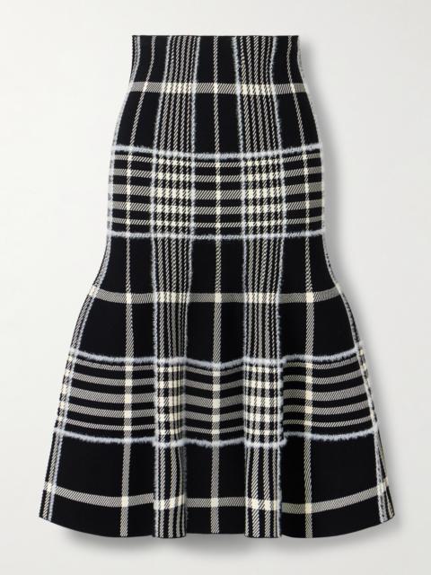 BRANDON MAXWELL The Rory Checked Jacquard-knit Midi Skirt