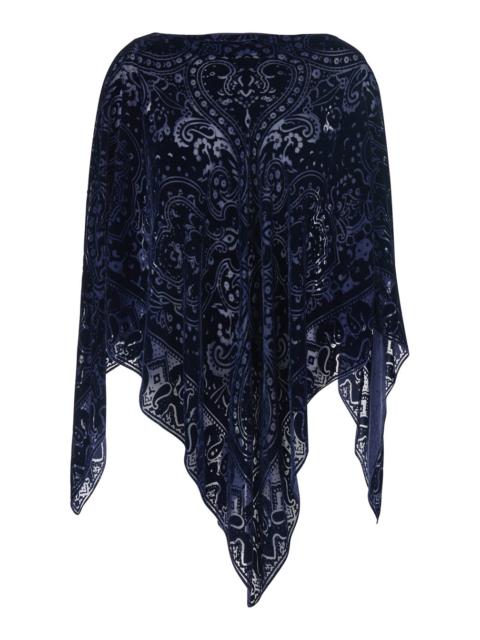 Etro Etro Women Blue Cape With All-Over Paisley Motif And Triangular Hem In Silk Blend Woman