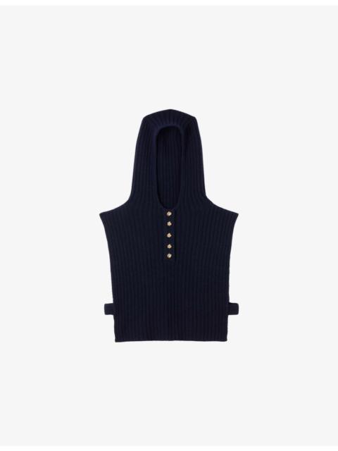 Sandro Ribbed Hooded Wool Collar