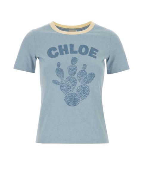 Chloé Chloe Women Light Blue Cotton T-Shirt