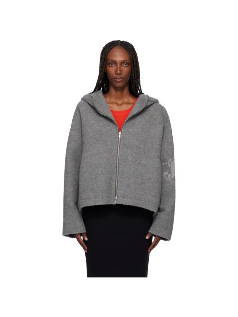 Jil Sander Gray Double Splittable Washed Felted Jacket