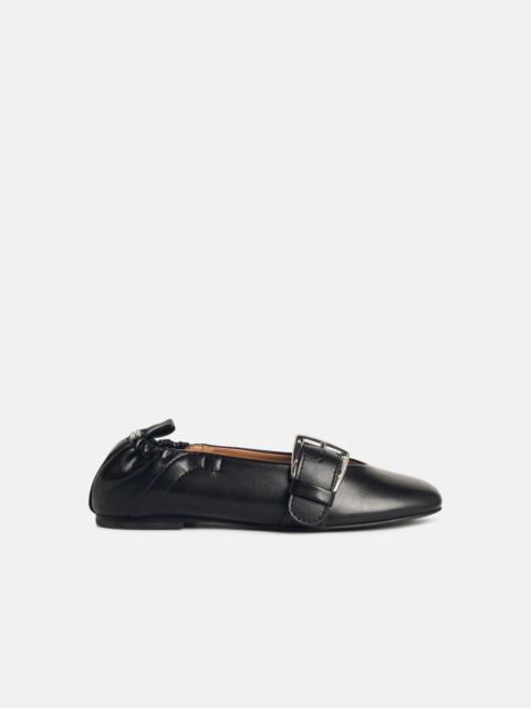 GANNI BALLET FLATS WITH STRAP AND BUCKLE IN BLACK 'OLEATEX'