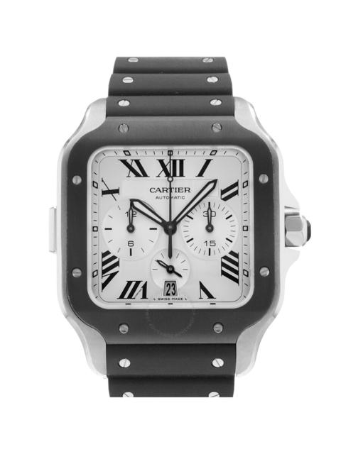 Pre-owned Cartier Santos Chronograph Automatic Silver Dial Men's Watch WSSA0017