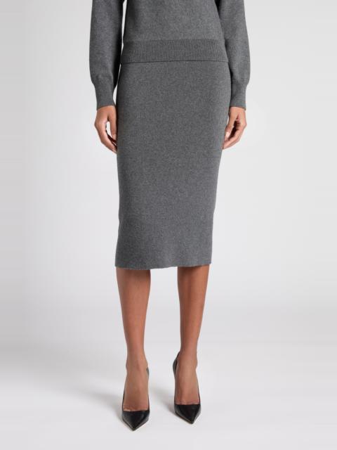 TOM FORD TOM FORD Stretch Cashmere & Cotton Pencil Skirt in Ig712 Dark Grey Melange at Nordstrom