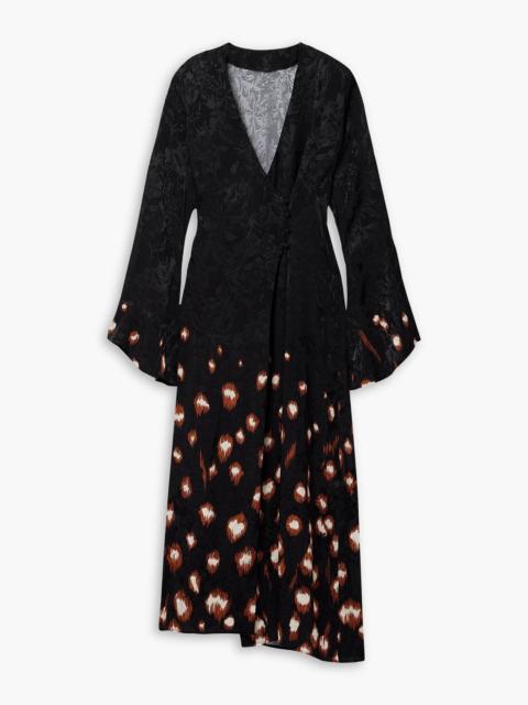 Johanna Ortiz Inner Strength printed satin-jacquard midi wrap dress