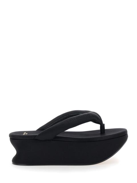 BALENCIAGA Balenciaga Women 'Gaeta' Black Wedges With Thong Design And Medium Heel In Viscose Blend For Women