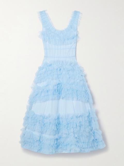 Molly Goddard Mertyl Tiered Ruffled Tulle Midi Dress