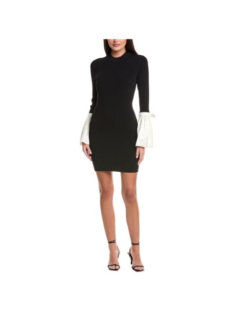 SIMKHAI SIMKHAI Agathea Bell-Sleeve Knit Combo Mini Dress