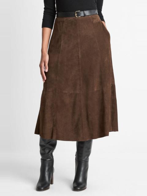 Vince Vince Flared Suede Skirt in Deep Espresso at Nordstrom