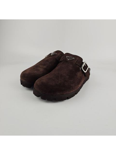 Prada PRADA $1170 Dark Brown Suede Mules New & Authentic (Men's si