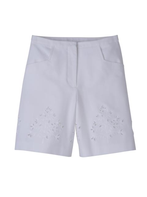 Longchamp Bermuda shorts White - Embroidered gabardine