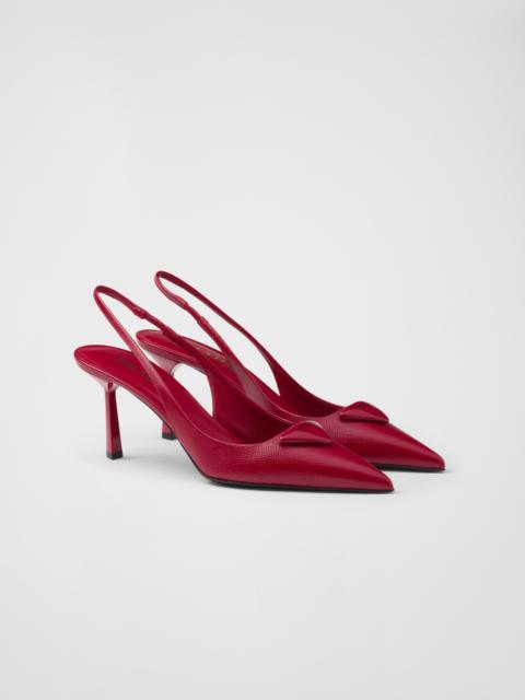 Prada Saffiano patent leather slingback pumps