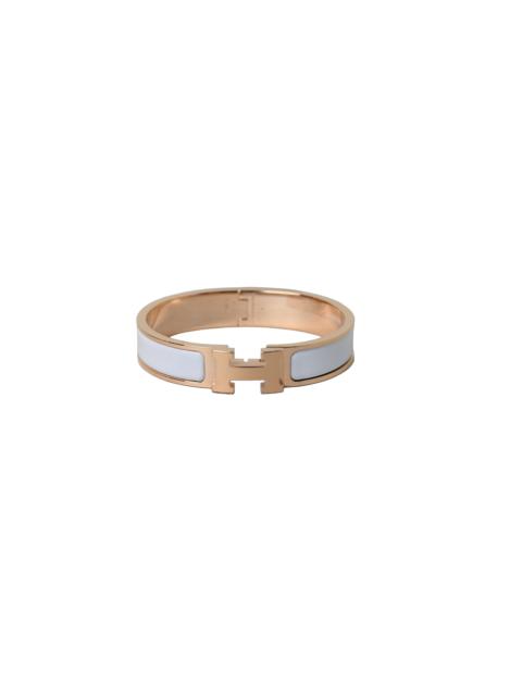 Hermès Hermes Enamel Narrow Clic H Bracelet Rose Gold Blanc