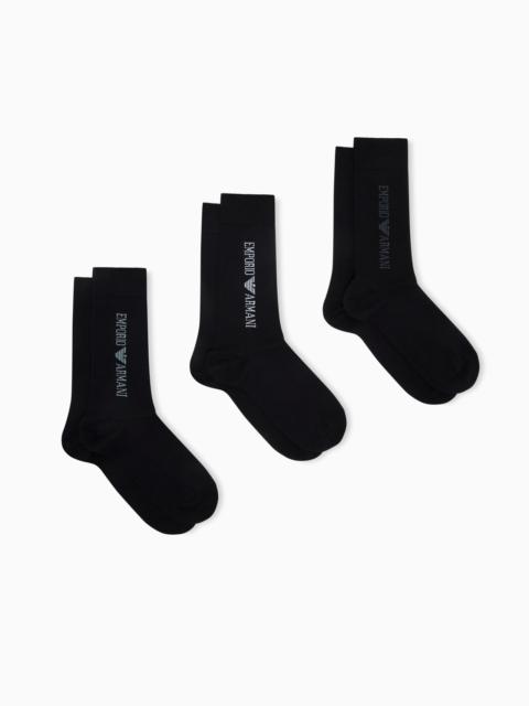 EMPORIO ARMANI THREE-PACK OF EXTENDED LOGO SOCKS