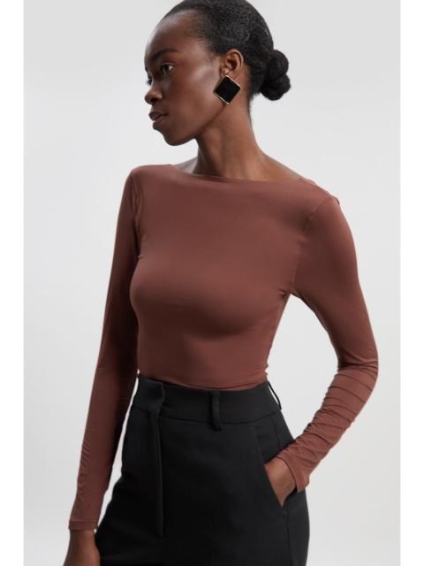 KAREN MILLEN Contour Jersey Scoop Back Long Sleeve T-shirt