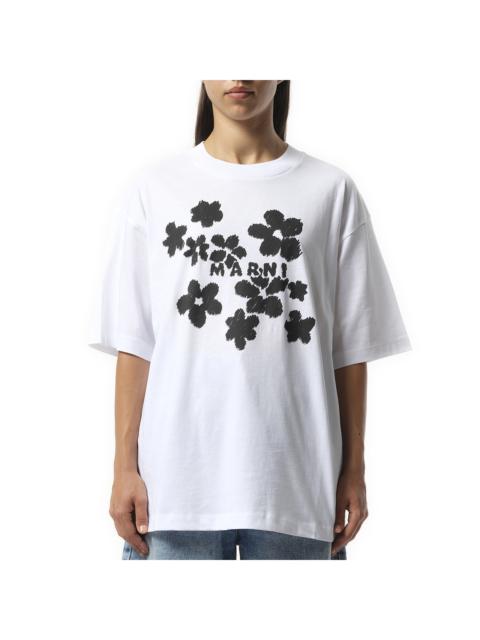 Marni Boxy Flower Print T-Shirt in Lily White | marais
