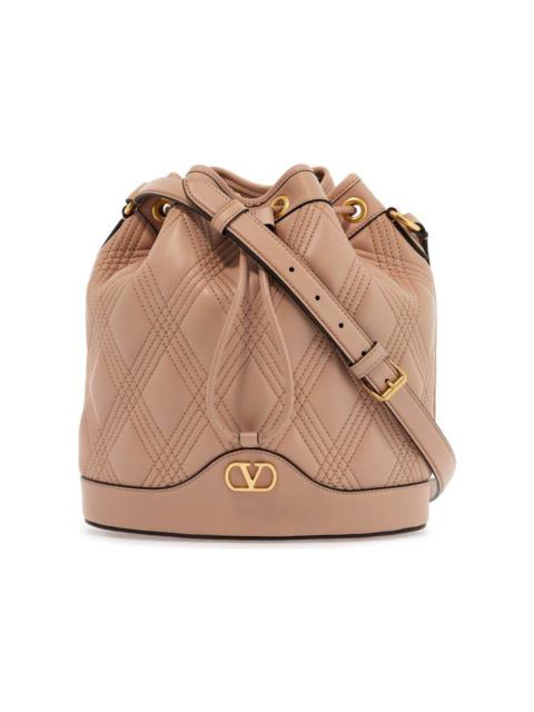 Valentino Vlogo Plaque Drawstring Quilted Shoulder Bag