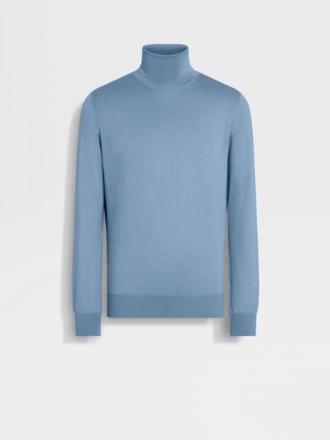 ZEGNA LIGHT BLUE MÉLANGE CASHSETA TURTLENECK