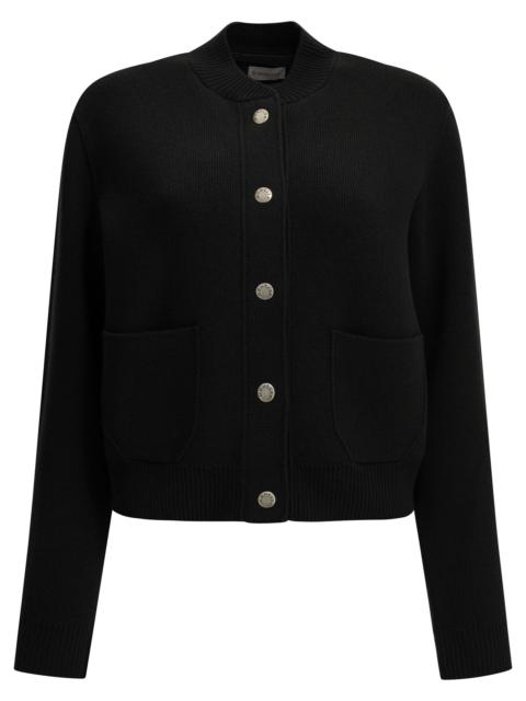 Moncler Moncler Wool Cardigan With Logo Black