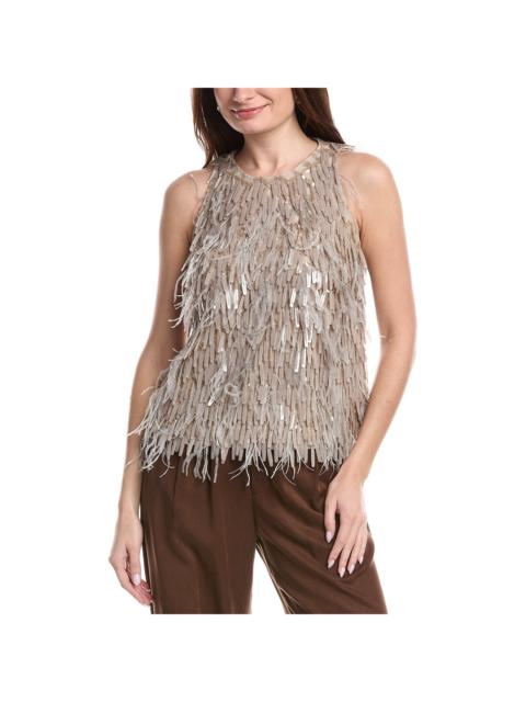 Brunello Cucinelli Brunello Cucinelli Feather & Sequin Silk Blouse