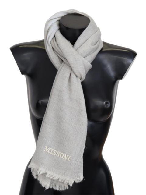 Missoni Missoni Gray Wool Knit Unisex Neck Wrap Scarf