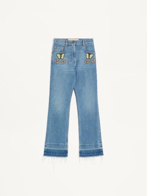 Valentino EMBROIDERED DENIM TROUSERS