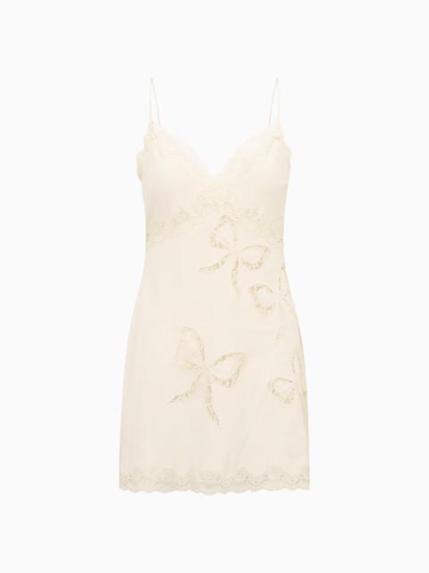 LoveShackFancy Cori Crepe Lace Bow Mini Dress