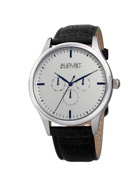 Other Designers August Steiner Quartz Silver Dial Black Leather Men's Watch AS8243SSBK