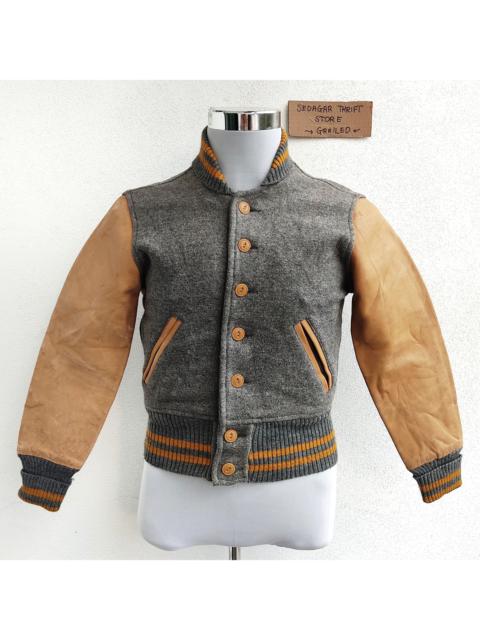 Other Designers Vintage Buffalo Bobs Leather Sleeve Varsity Jacket