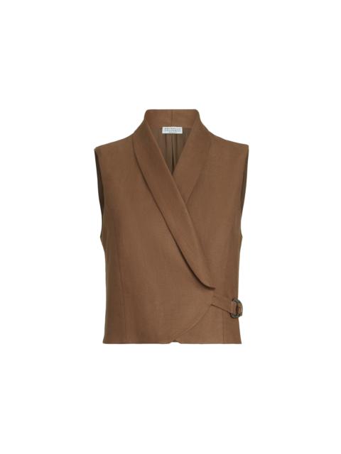 Brunello Cucinelli Brunello Cucinelli Linen diagonal vest in Mou at Nordstrom