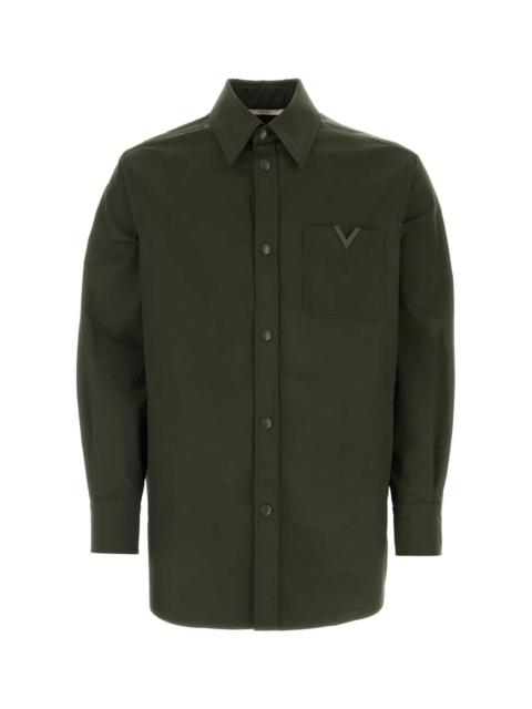 Valentino Valentino Garavani Men Olive Green Stretch Polyester Shirt