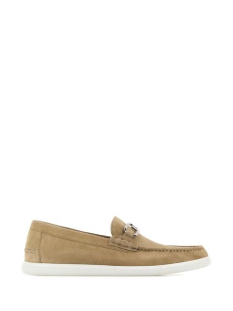 Fendi Men Cappuccino Suede O Lock Light Loafers