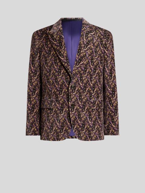 Etro SINGLE-BREASTED COTTON VELVET JACKET WITH FLORAL PAISLEY MOTIF