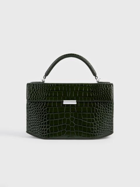 TOTEME Clip croco-embossed top handle dark green