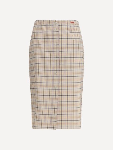 Prada Checked Cotton Poplin Pencil Skirt