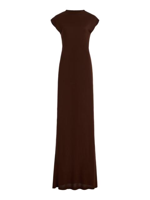 AMIYA Ala Cap Sleeve Silk-Blend Maxi Dress brown