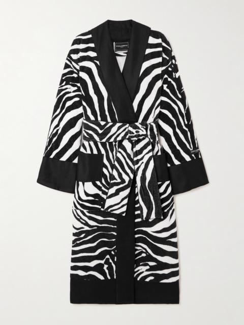 Dolce & Gabbana Belted Zebra-print Cotton-terry Robe