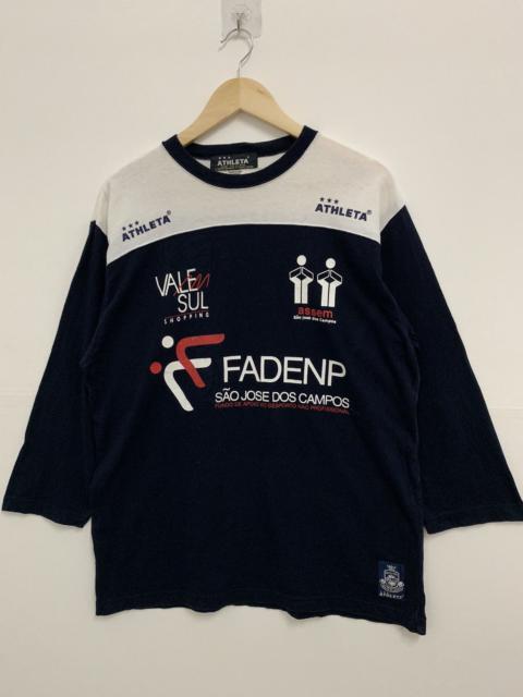 Other Designers Vintage Athleta Long Sleeve Shirt Large White Navy