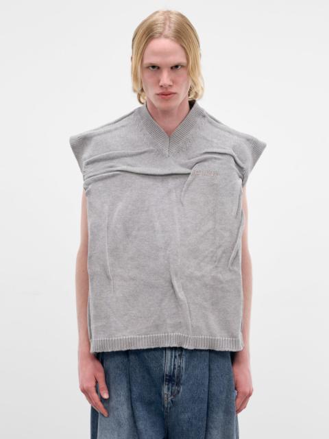 HED MAYNER Gray Wrinkled Cotton Knit Vest