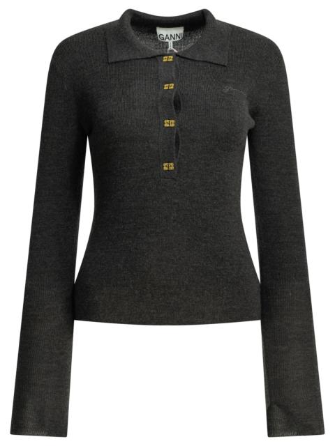 GANNI Ganni Logo Polo Sweater